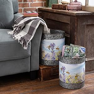 Primitives by Kathy Watercolor Lavender Flowers & Bumblebees Decorative Bucket Set Primitives by Kathy Watercolor Lavender Flowers Bumblebees Decorative Bucket Set