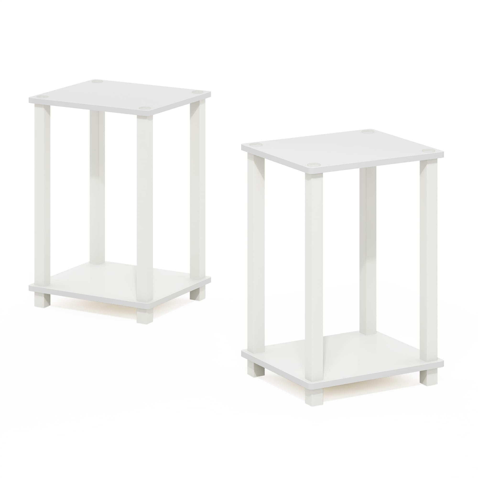FurinnoSimplistic End Table, Small, Set of 2, White/White