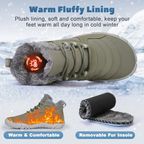 Image of Hike Footwear Barefoot Shoes Mens Womens, Winter Wide Toe Barefoot Hiking Shoes Boots, Non-Slip Waterproof Outdoor Running Boots Sneakers for Women Men