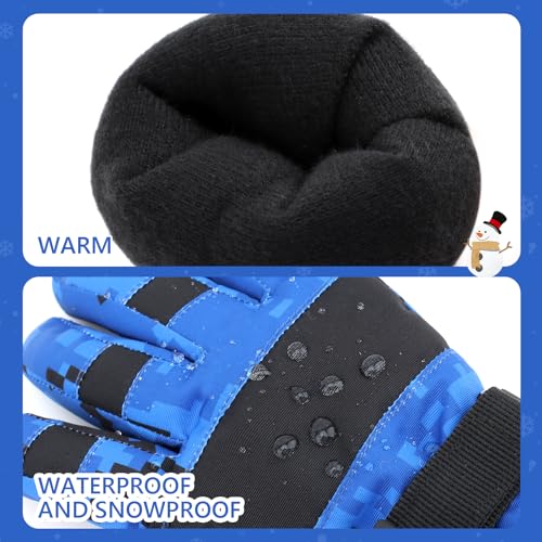 Duoyeree Kids Waterproof Ski Gloves Warm 5-Fingered Winter Accessories for Boys & Girls Aged 4-13.4