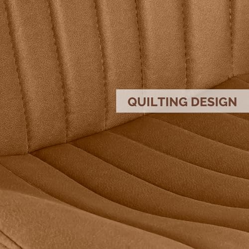 Nalupatio Dining Chairs Set of 2, Modern Dining Room Chairs Comfy Backrest Thick Upholstered Kitchen Chairs 19IN Height with Metal Legs Brown