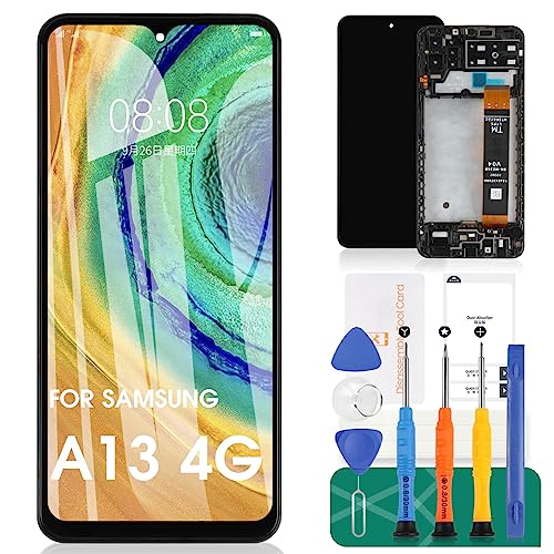 pour Samsung Galaxy A13 4G LCD Affichage pour Samsung A13 Écran de Remplacement pour Galaxy A13 Tactile A137 A135 Digitizer avec Cadre (Noir)