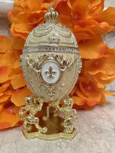 Designer HANDMADE Egg Faberge Eggs Collection Russian eggs Ornaments 24k GOLD 300 Crystal DIAMOND HANDSET Faberge Jewelry box Valentine's Day Trinkets for women Mother's day birthday gift for her 5ct