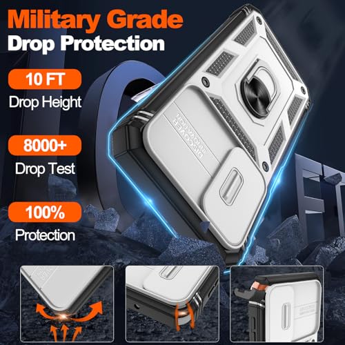 Gritup for Motorola Moto G Stylus 5G 2024 Case: G Stylus 2024 Case with Screen Protector*2 [Magnetic Stand] [Slide Camera Cover] Shock Proof Military-Grade para G Stylus-5G-2024 White+Black - image 5
