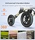 VOCIC Rollator Faltbar und Leicht mit Sitz,Outdoor Rollator mit Gummi-Nonluftbereifung für Allen Gelände,Aluminium Höhenverstellbare Rollatoren für Draußen&Langlauf&Reisen,Champagner(5 Jahre Support)