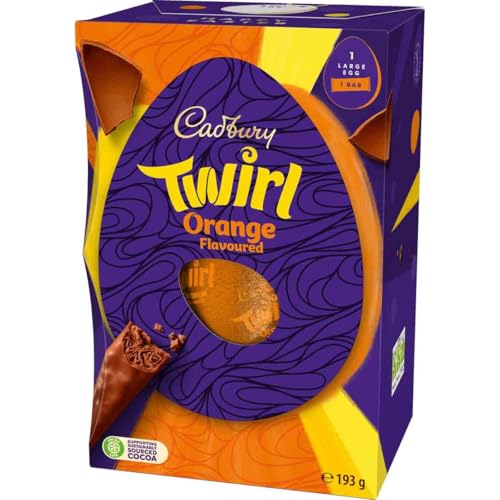 Cadbury Twirl Orange Großes Osterei inklusive 1 großes Ei und 1 Schokoriegel 195 g (1 Stück)