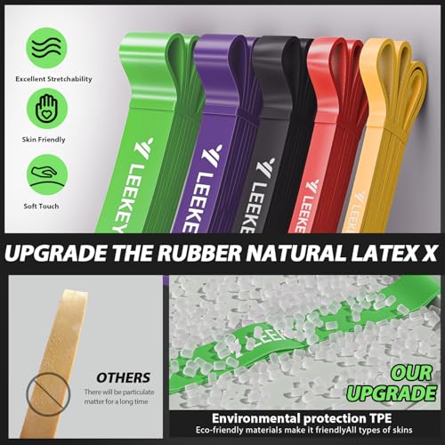 Image of LEEKEY Resistance Bands, Exercise Bands Pull Up Assist Bands - Workout Bands Set - Mobility Band Powerlifting Bands for Men and Women Fitness Training, Physical Therapy,Home Workouts