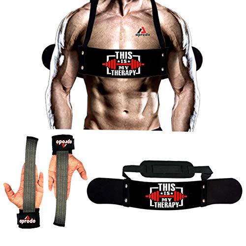 Image of Aprodo Gym Fitness Combo (Arm Blaster with Grey Weight Lifting Strap) (This is My Therapy & Grey WLS)