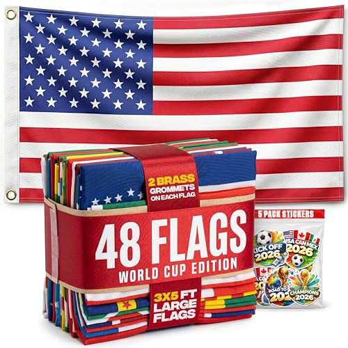 Lot de 48 drapeaux de 0,9 x 1,5 m grand format pour extérieur et mât