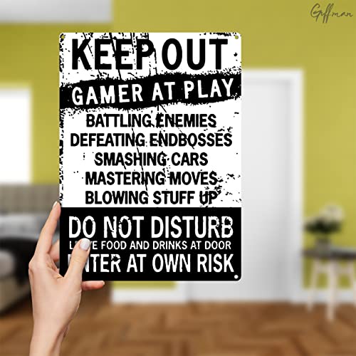 Keep Out Signs For Bedroom Door - Enter At Your Own Risk Warning Sign Funny Wall Art Do Not Enter Sign Adult Tin Signs Gamer Wall Art - Gamer Accessories For Men Keep Out Sign Gamer Room Wunderwheel #TOP4