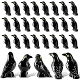 Watayo 30 Pcs Mini Resin Crow Figurines, Halloween Miniature Black Raven Figurines Decor, Tiny Black Crow Bird Ornaments for Halloween Scene Garden Home Table Decor Vase Filler Party Favors