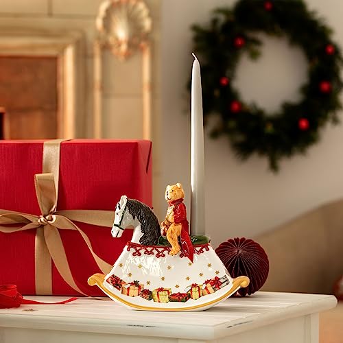 Figurine de Noël Cheval à Bascule multicolore porcelaine table maison
