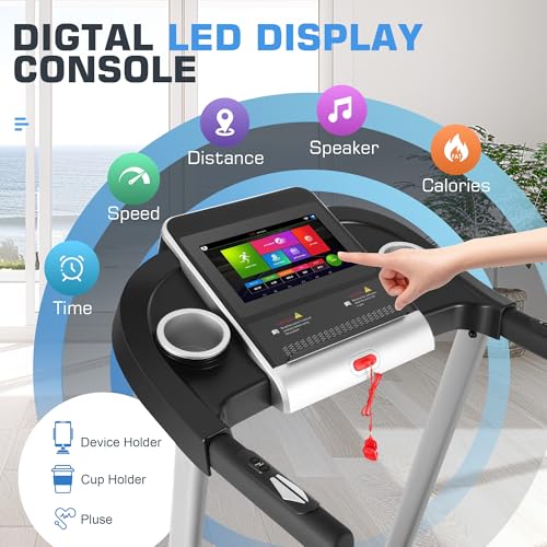 Image of Treadmills for Home with TV Screen and WiFi,Smart Foldable Treadmill Machine,3D Virtual Sports Scene,HiFi Speakers,Popular APP for Social Networking,Video,and Search,Walking Pad Treadmill