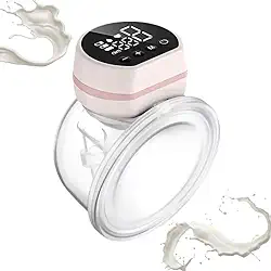 Bomba Slim de Tirar Leite Elétrica Portátil Integrada com Tela de LED 3 modos 10 nível de sucção baixo ruído + Protetor de Mama de Silicone de 22 mm 180 ml/Bomba de Amamentação Mãos Livres - Premium