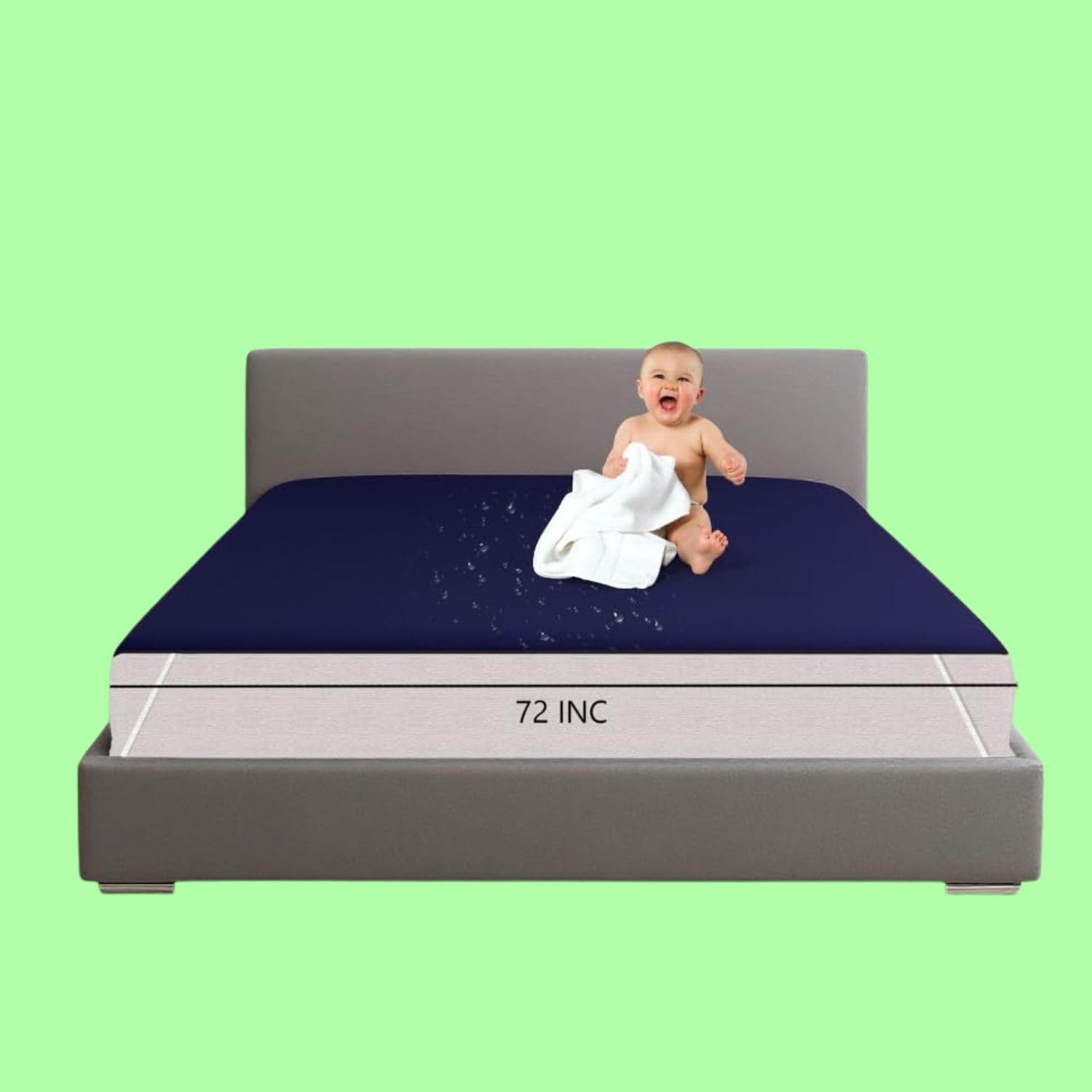 Cotton Terry Waterproof Mattress Protector Blue Soft King Mattress Cover-image-31
