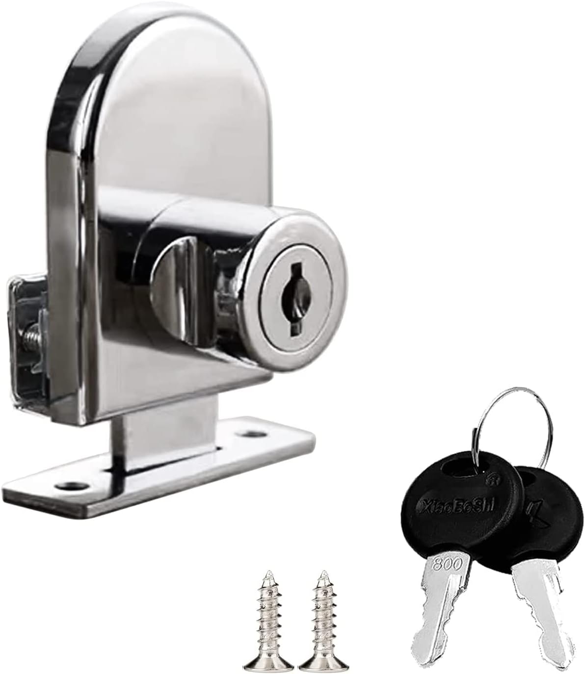 Zinc Alloy Jewelry Cabinet Glass Lock Single Door Oval Glass Door Lock Display Cabinet Door Lock Glass Lock No Drill, for Glass Thickness 5-8mm / 0.2'' - 0.31'' (Silver, 408-1PCS)