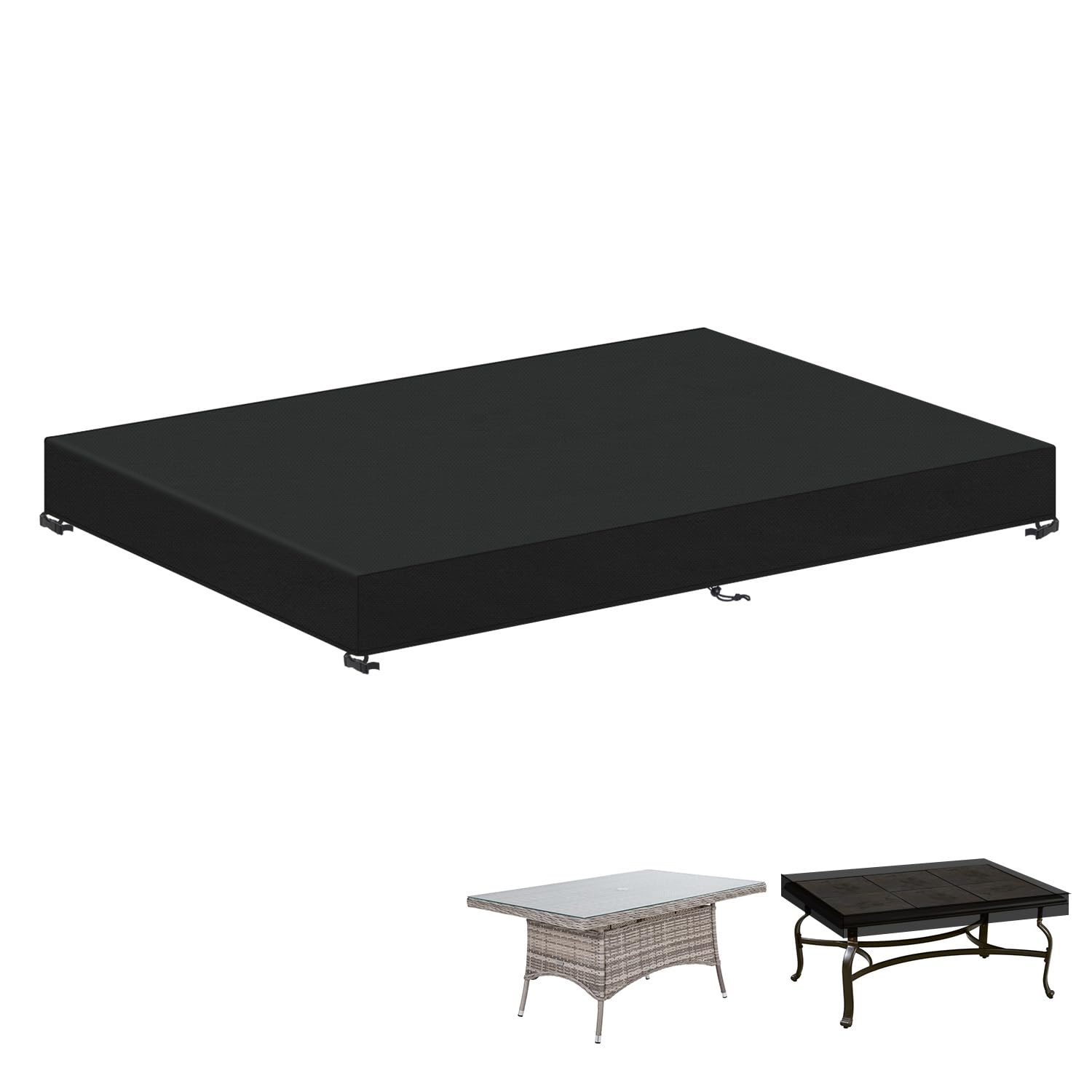 LAMUNI Funda Protectora para Mesa de Jardin, 180x100x15cm Funda para Tablero de Mesa Impermeable Cubierta de Mesa Exterior, Anti-Viento, Anti-UV Funda Mesa Jardin Rectangular Fundas de Mesa Exterior