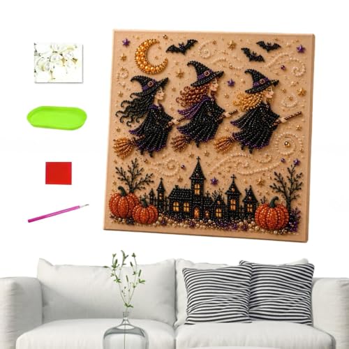 Pintura de perlas de Halloween preimpresa para crear cuadros brillantes fácilmente