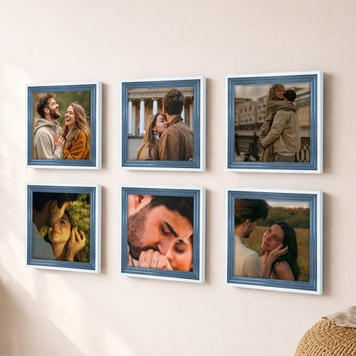 Image of Art Street Luxury Photo Frame for living room, Modern Step Design Photo Frames for Photograph, Art Work, Kids Room Set of 6 (12x12 Inch, Blue)