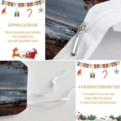 Literie douce en microfibre 220 x 240 avec fermeture éclair et taies 65x65 cm