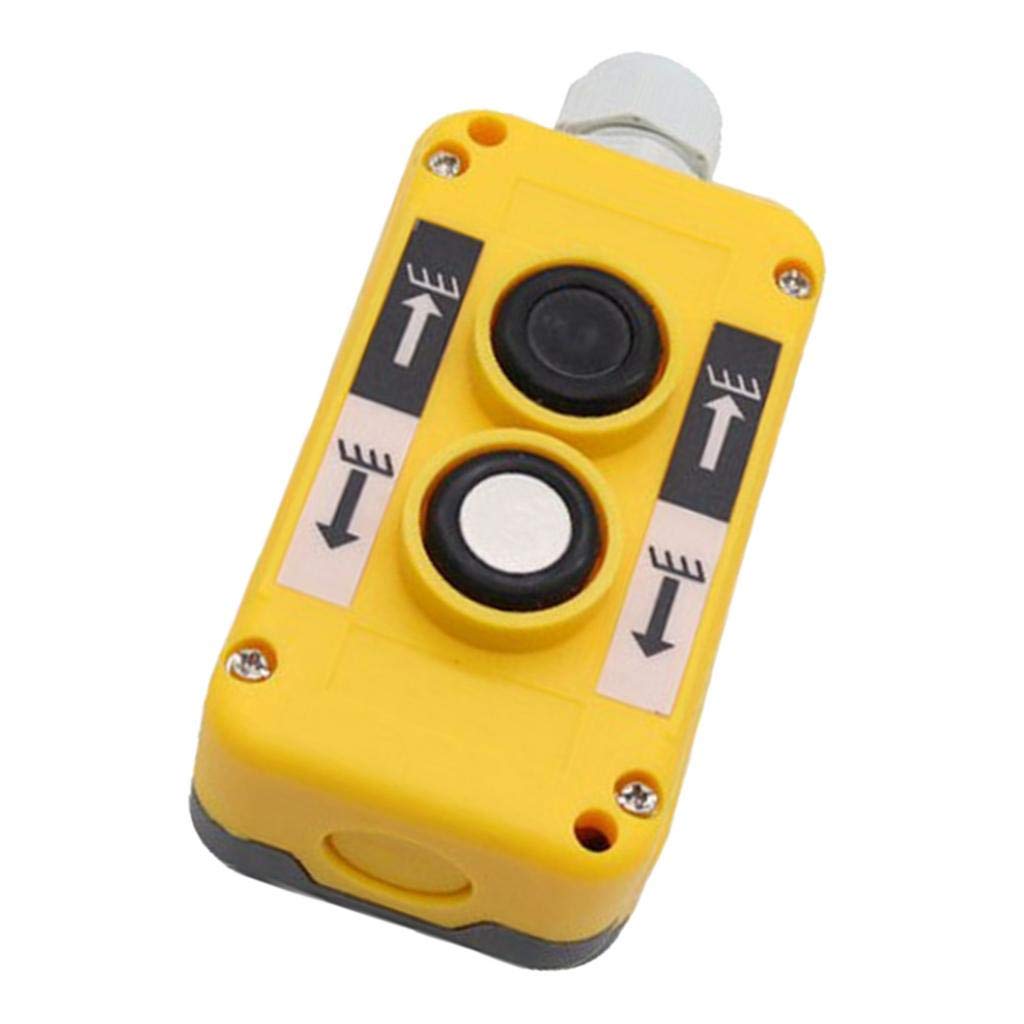 NUGOYA Interrupteur de Commandes de Levage de Grue Imperméables Contrôles de Levage à Bouton-Poussoir Jaune 2 Voies Normalement Ouvert Plastique IPxx4 2 Positions 6E+2 Watts Manuel
