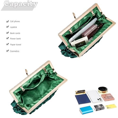 Image of Classic Satin Clutch Bag Diamante Embellished Formal Evening Handbag for Wedding Prom Party Purses