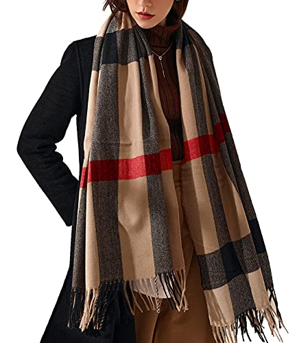 ASPETTO ELEGANTE - Elegante design a quadri con colori vivaci, elementi di moda aggiunti per mostrare la tua bellezza e il tuo fascino, si abbinano bene ai tuoi abiti casual.Compagno perfetto per il freddo.