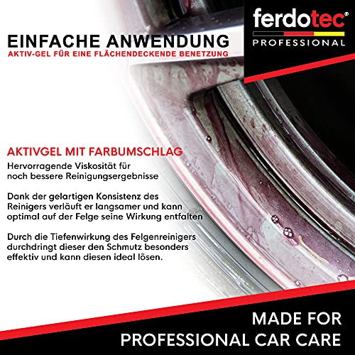 ferdotec® velgenreiniger met kleurindicator | Speciale velgenreiniger voor aluminium velgen, gelakte velgen & stalen velgen | Premium velgverzorging actieve gel zuurvrij 1000ml - Image 5