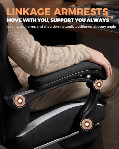 Image of GTPLAYER Gaming Chair with Foot Rest & Pocket Spring Cushion, Ergonomic High Back Computer Desk Chair with Headrest & Lumbar Support for Back Pain Relief, Breathable Fabric, Black