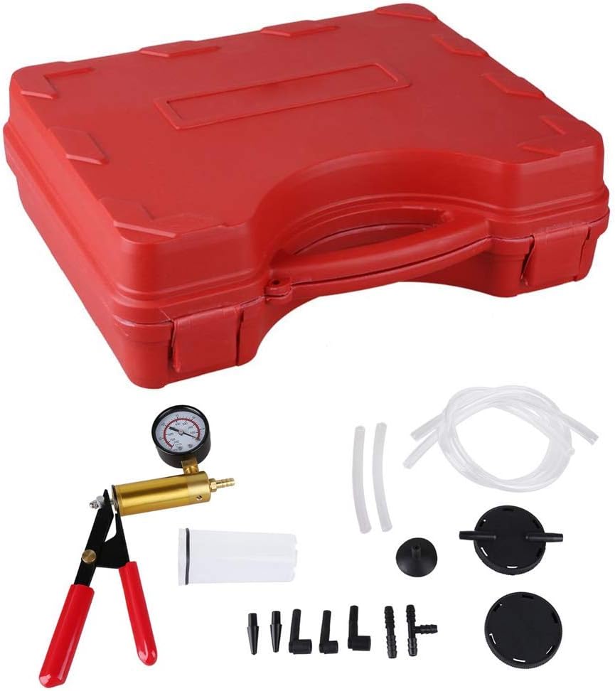 GOTOTOP Hand Held Vacuum Pump Tester Kit,Vacuum Pump Tester Brake Bleeder Set,Vacuum Pressure Pump Tester Tool Brake Fluid Bleeder Bleeding Kit for Car Motorbike Moped Motor Bike