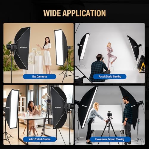Soonpho 2 Pack 12x47/30x120cm Strip Softbox with Honeycomb Grid & Diffusers, Quick Release Bowens Mount Softbox for Godox SL60W SL60IID, SL60IIBI, for Neewer CB60B FS150B CB100C, for Amaran 200x S - image 7