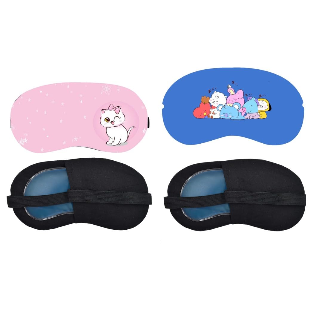 Aoxeria Pink Cute Kitten, Kawaii Friends Sleeping Eye Mask Combo, Soft Comfortable Light-Blocking Eye Cover for Women, Men & Kids, Reusable Blindfold for Night Sleep, Nap, Travel, Flight (Pack of 2)-image-42