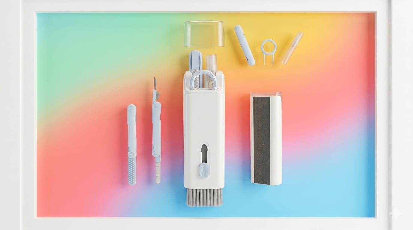 7 in 1 Electronic Cleaner Kit for Laptop, Keyboard, AirPods & Screen | Multi-Functional Gadget Cleaning Tool with Brush, Keycap Puller, Earbud Cleaning Pen & Spray Bottle-image-14
