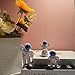 Ni-JASW Blue White Astronaut Statues Set of 4, Spaceman Sculpture Figurines Outer Space Theme Decor for Nursery Room Cake Topper