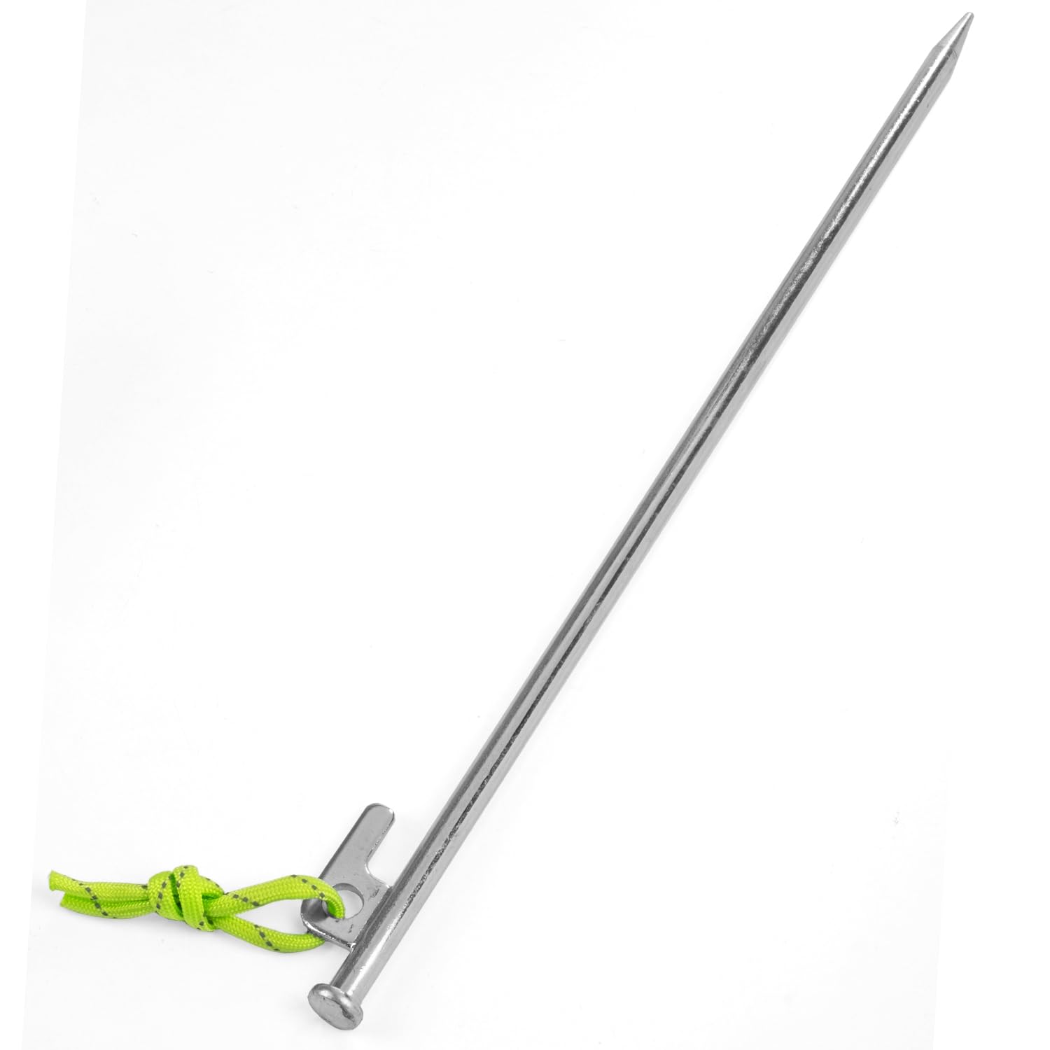 Śledź namiotowy 20 szt. 40 cm z hakiem P i fluorescencyjną linką napinającą – stabilny śledź z ocynkowanej stali, 9 mm Ø, do twardego podłoża, na kemping, do namiotów, pawilonów