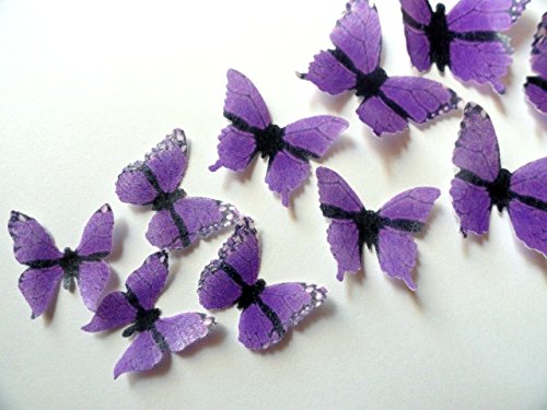 Assorted Purple Monarch Wafer Paper Butterflies 5 Different Sizes Ranging From 7/8 Inch To 2 Inch For Decorating Desserts Pack Of 24 #TOP2