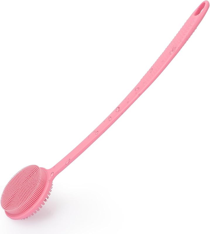 Escova corporal de silicone VWMYQ com cabo longo de 43,18 cm, dupla face