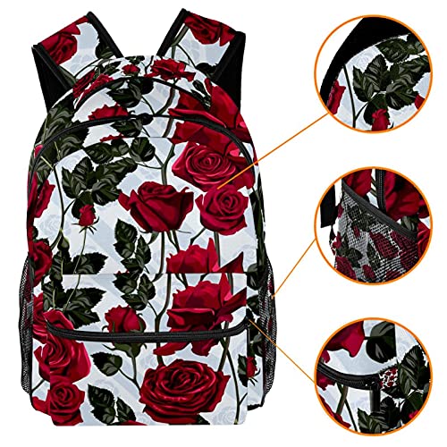 Sacs à dos légers fleurs rouges et roses pour livres d école