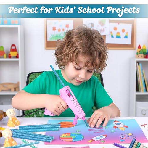 Image of GLUN 50 Piece Glitter Glue Sticks Turquoise Sparkles, 7mm x 6 Inch, Smooth Flow Adhesive for Office, School & Craft Projects