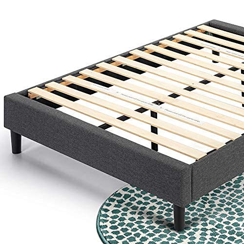 Zinus Curtis Upholstered Platform Bed Frame / Mattress Foundation / Wood Slat Support / No Box Spring Needed / Easy Assembly, Grey, Queen #TOP3