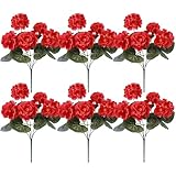 Der Rose 6 Stück Kunstblumen für draußen Geranien Wetterfest UV-beständig für den Außenbereich Lebensechte Balkon Deko für Blumentöpfe Fensterkästen Garten und Hängekörbe