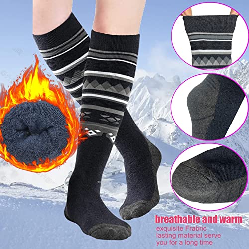 TONIFAY Skisocken Herren Damen Kinder Kniestrümpfe skistrümpfe 2 Paar Merino wolle Sportsocken Warme Wintersocken Für Mädchen Jungen Skifahren Snowboard Atmungsaktive Elastische Manschette – Bild 5