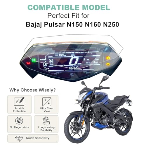 Image of Wisely |Pack 2| Premium Screen Guard for Bajaj Pulsar N150 N160 N250 Facelift 2024 Bike - TFT Display Digital Meter Protector - HD Clear, Full Cover - Easy Installation Kit - Motorcycle Accessories
