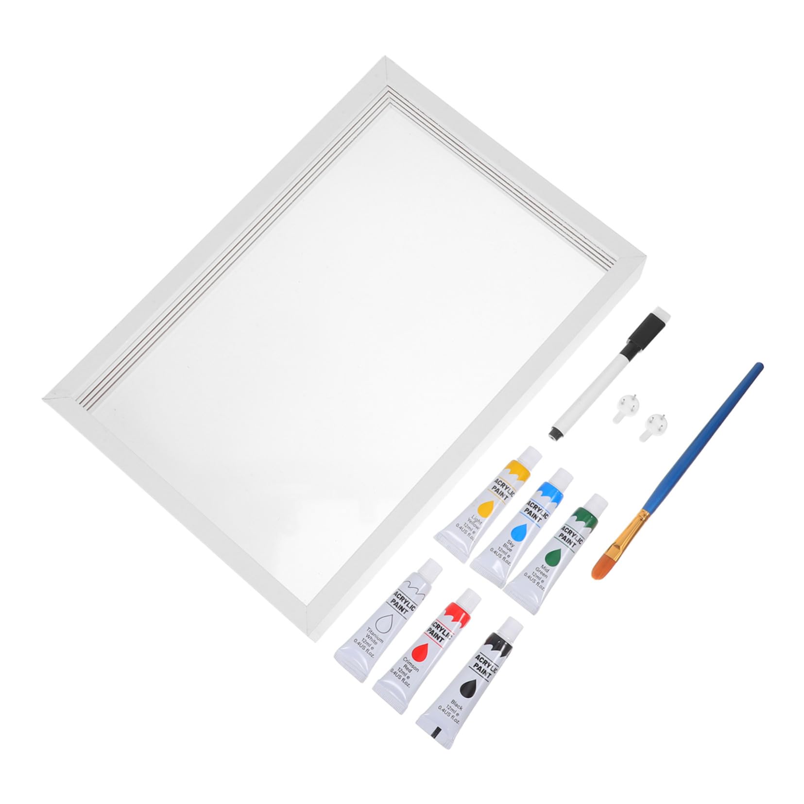 OUNONA Kit de Marco de Huella de Manos Madera Blanco para Recuerdo Familiar Pintura DIY