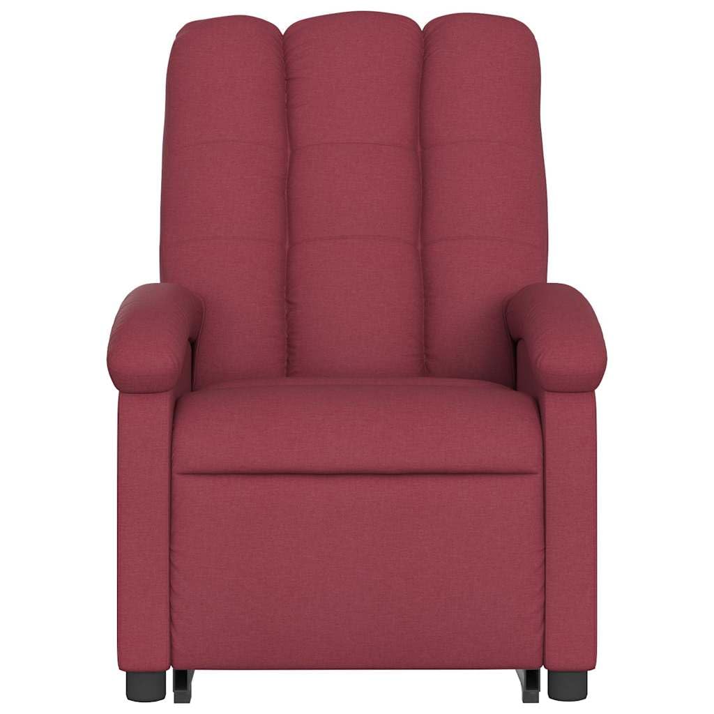 Sillón elevador eléctrico reclinable de tejido rojo vino con 6 puntos de vibración, función de elevación e inclinación a 135 grados, estructura estable