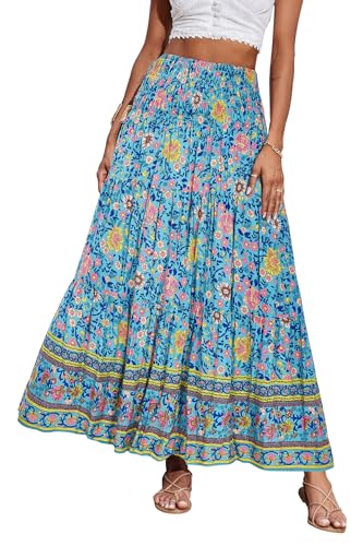 Image of CFLONGE Summer Maxi Skirts for Women 2026 Trendy Floral A Line Boho Skirt