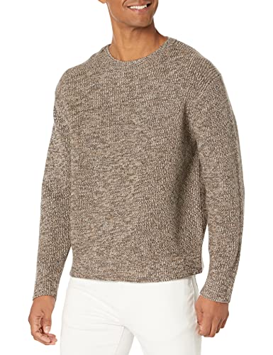 Theory Men's Lamar Crew ML.X Meri, Stone White/Fossil/Mink, Extra Large
