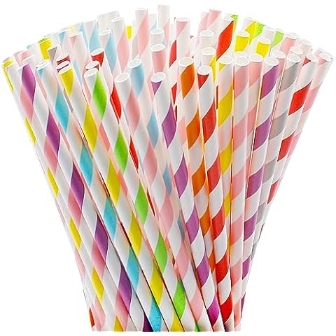 Yoolly Colourful Paper Drinking Straws, 100 Pcs Cover