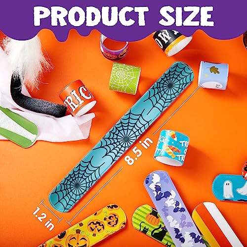 Image of JOYIN 72 PCS Halloween Slap Bracelets for Kids Gift, 36 Different Design Bracelets Bulk for Halloween Party Favor Supplies, Friendship Bracelets for Halloween Goodie Bag Fillers