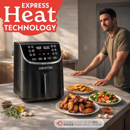 Gourmia Air Fryer - 7 Qt Large Capacity with LED Display, 12 One-Touch Presets, FryForce 360° Technology, Nonstick Dishwasher-Safe Basket & Crisper Tray, Black - Image 6
